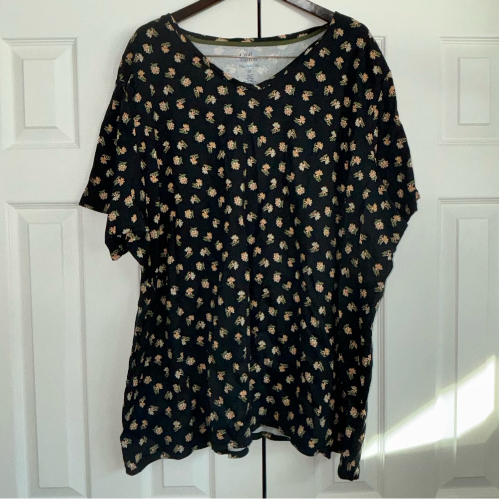 Croft & Barrow Women’s Black Floral Classic Tee 5X 100% Cotton